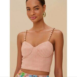 FARM RIO Women's Sleeveless Corset Top Size XL In Blush Pink